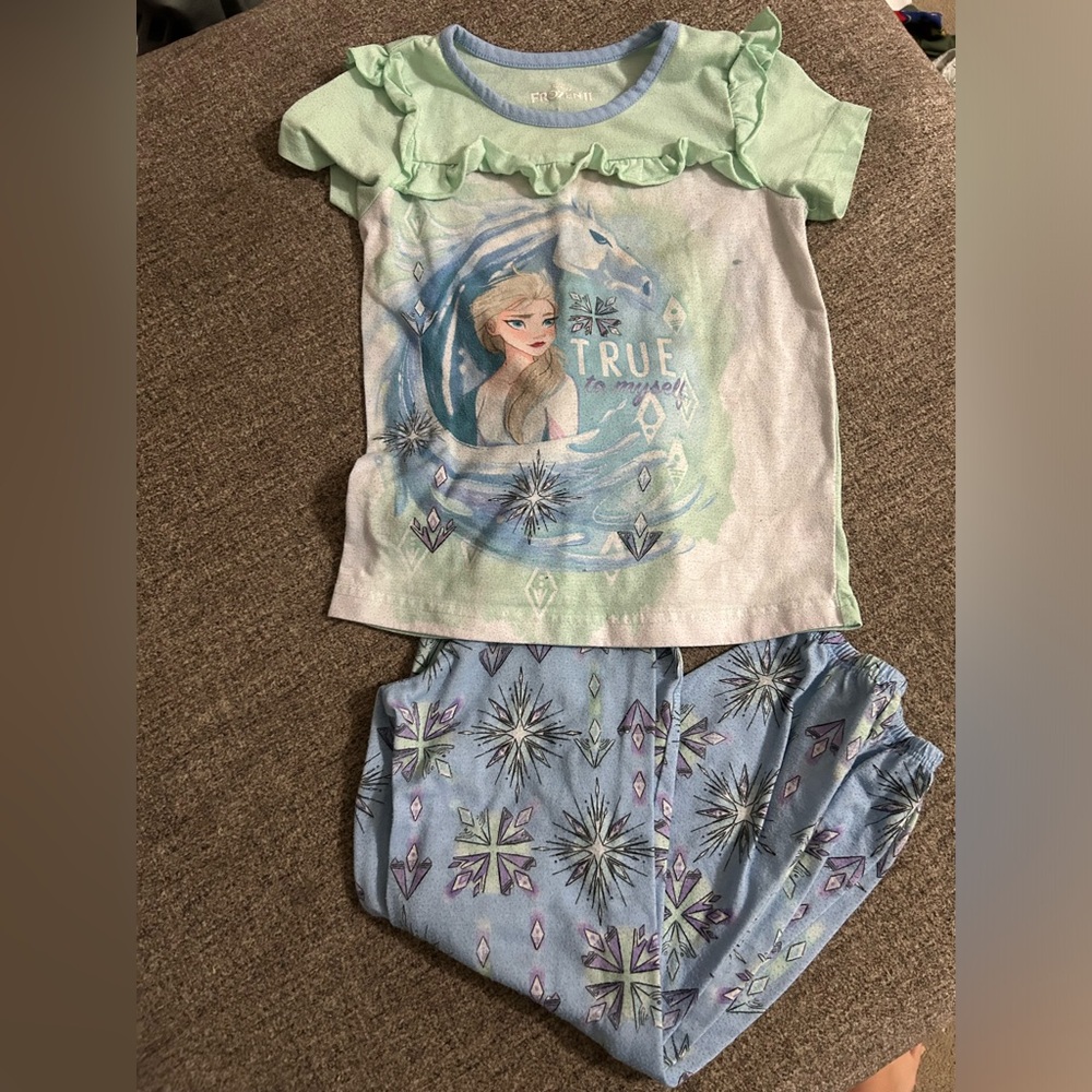 Disney Frozen Kids Pajama Set - Mint and Light Blue size 6